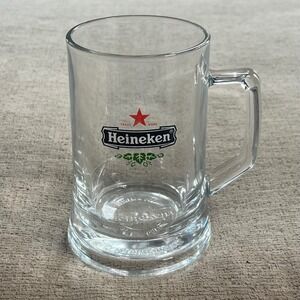 Heineken Beer Glass Stein Mug Clear Heavy Glass Logo Barware